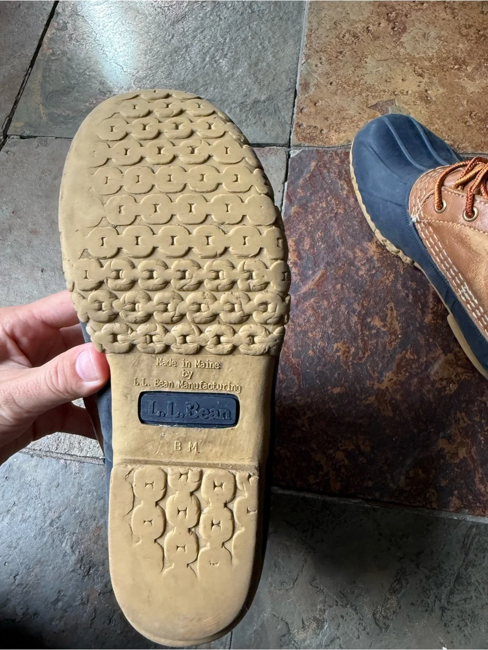 Women’s L.L. Bean Duck Boots in Brown and Navy
